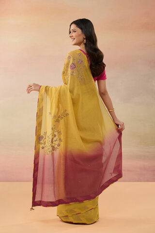 Dark Yellow Pure Silk Cotton Embroidered Saree thumbnail image number null