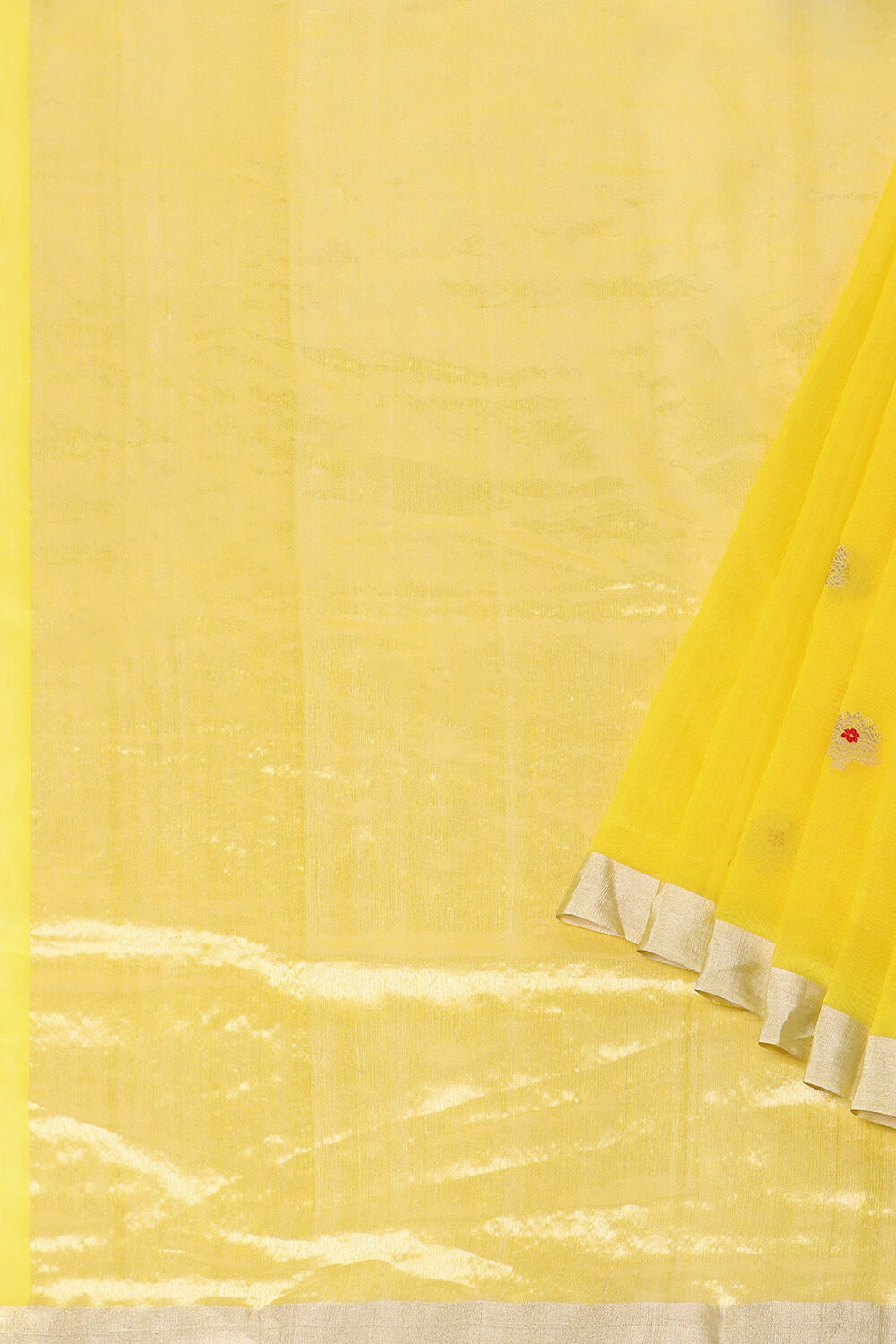 Yellow Pure Silk Cotton Chanderi Saree image number null