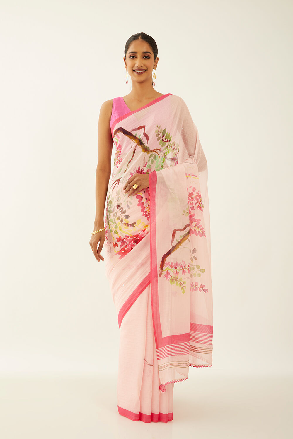 Light Pink Pure Silk Cotton Digital Printed Saree image number null