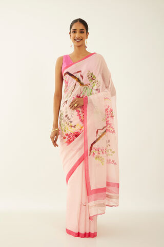 Light Pink Pure Silk Cotton Digital Printed Saree thumbnail image number null