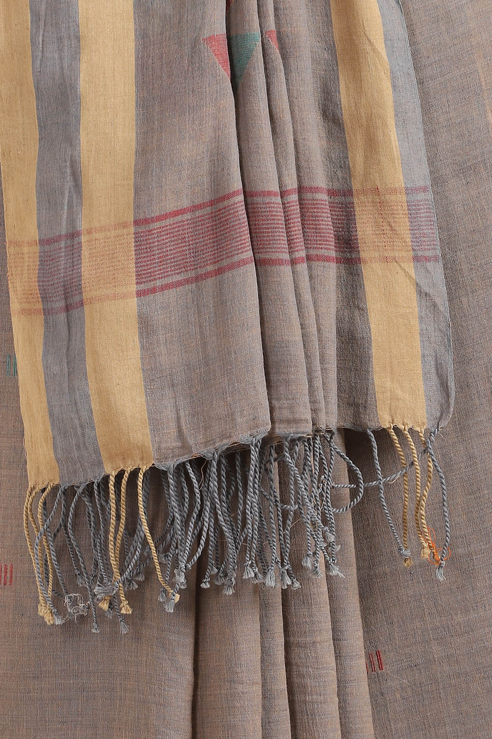Grey Pure Khadi Cotton Jamdani Saree image number null