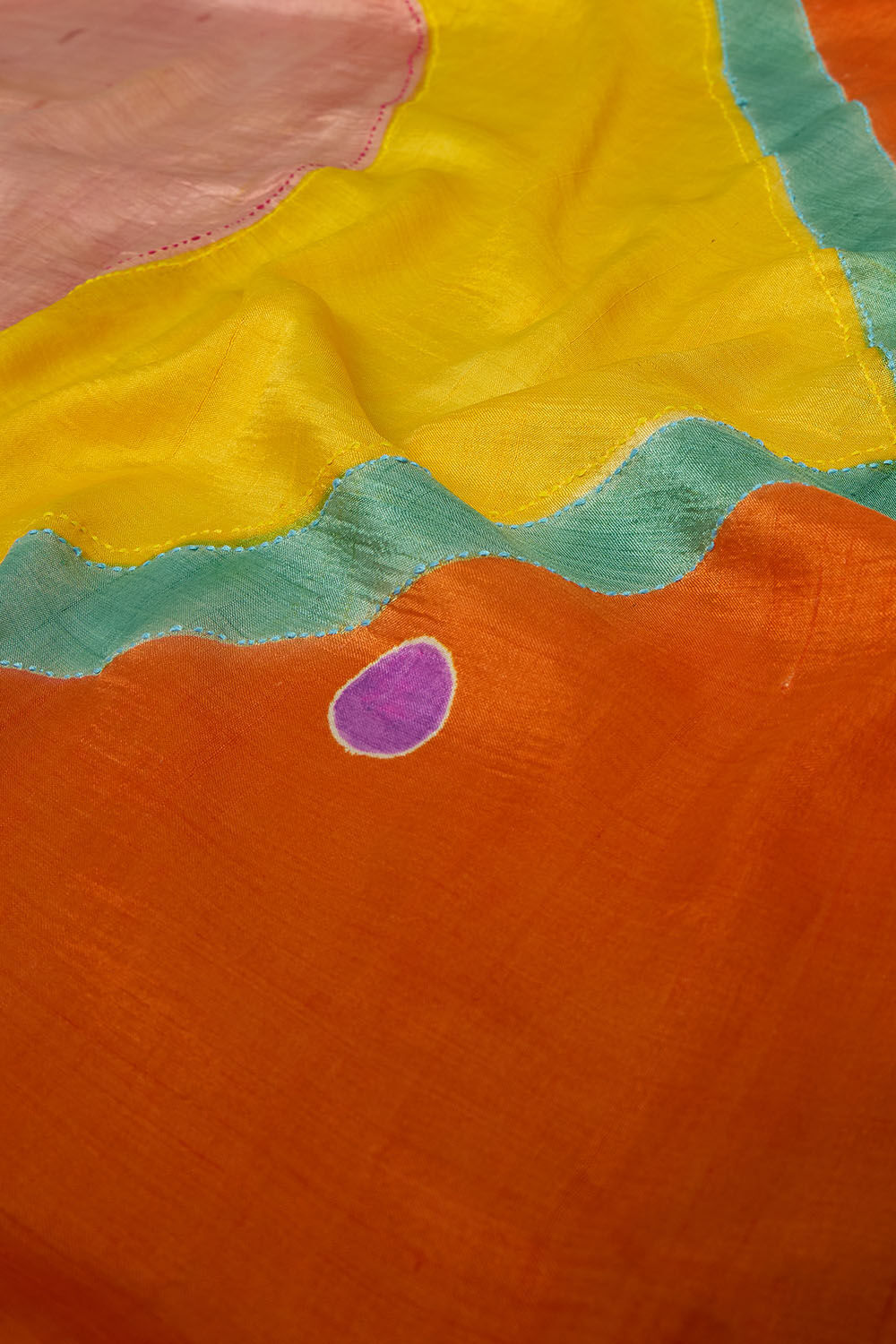Orange Chattisgarh Pure Silk Hand Painted Saree image number null