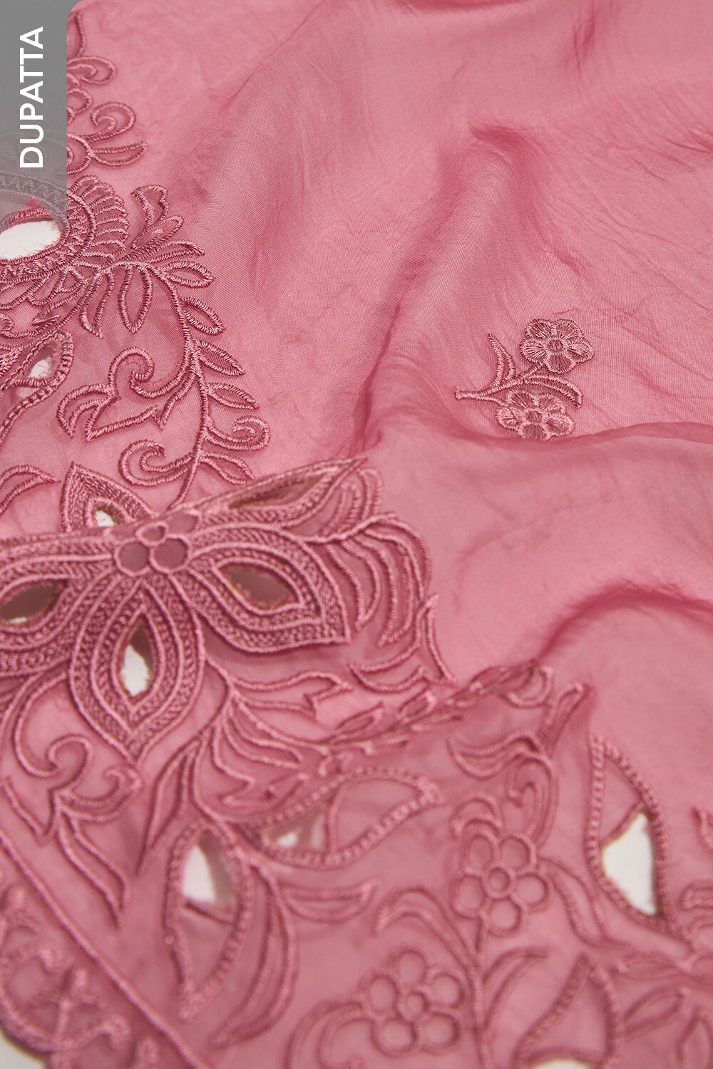 Dark Pink Viscose Embroidered Unstitched Suit Set image number null