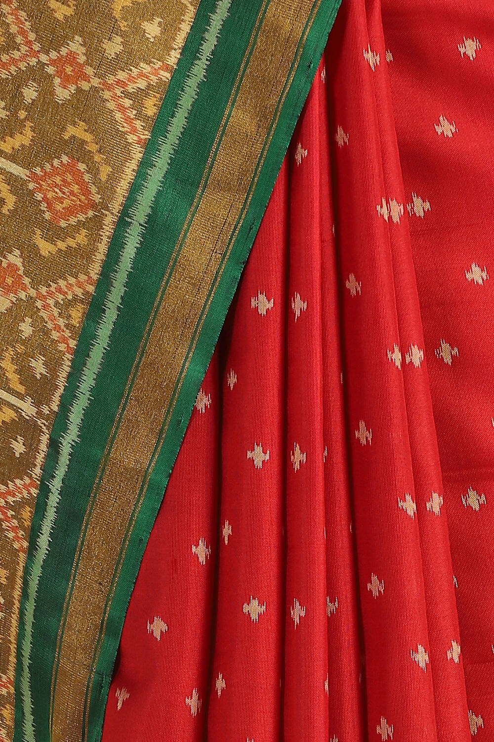 Red Handwoven Rajkot Patola Ikat Pure Silk Saree image number null