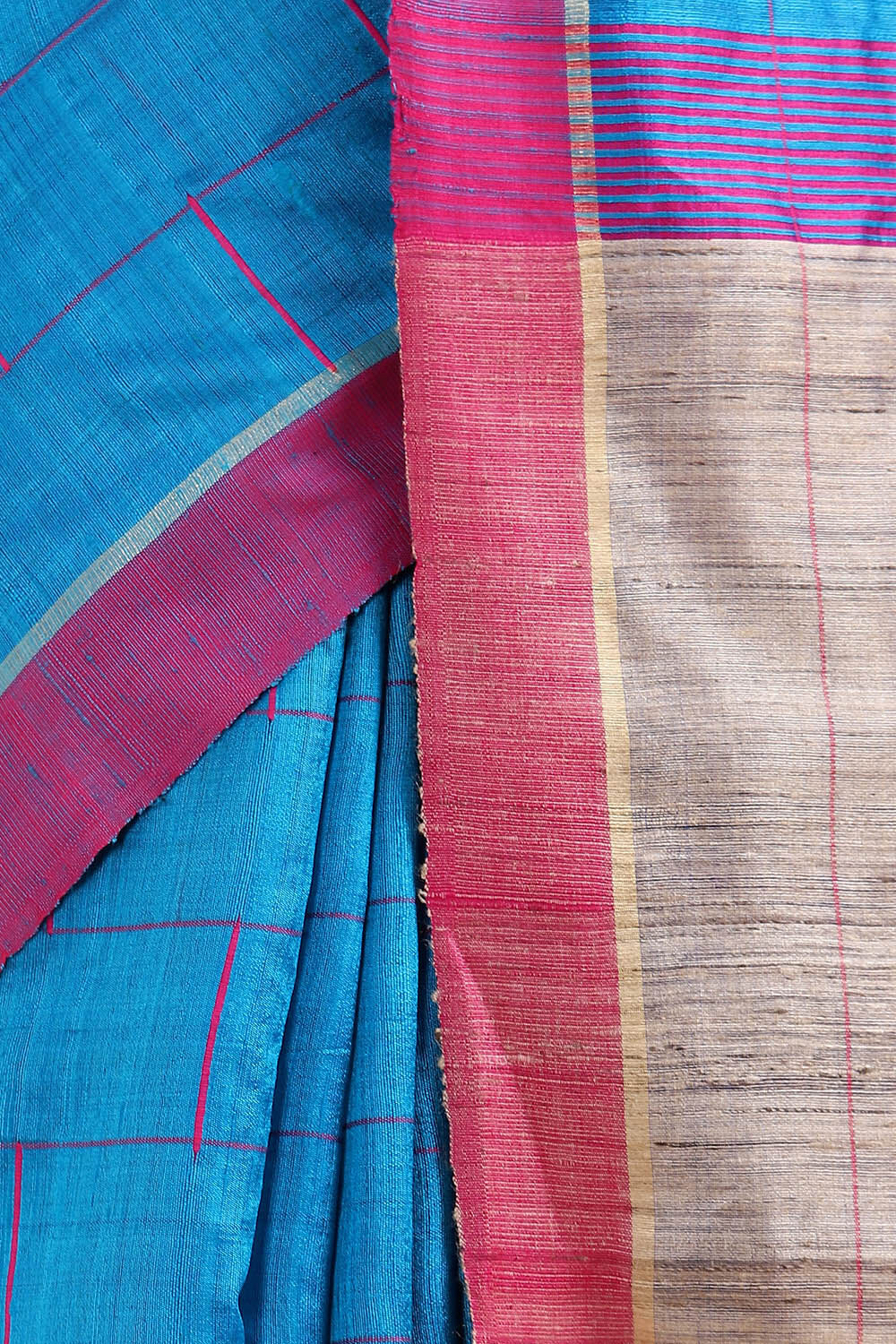 Light Blue Pure Tussar Silk Bhagalpuri Saree image number null