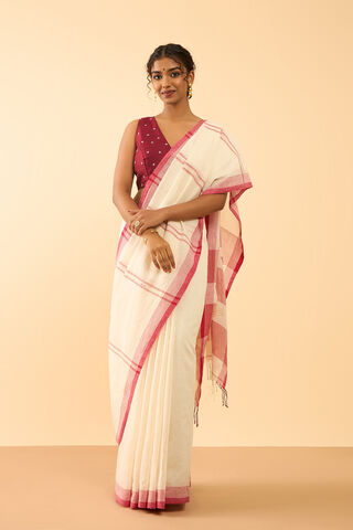 Off White Bengal Pure Cotton Jamdani Saree thumbnail image number null