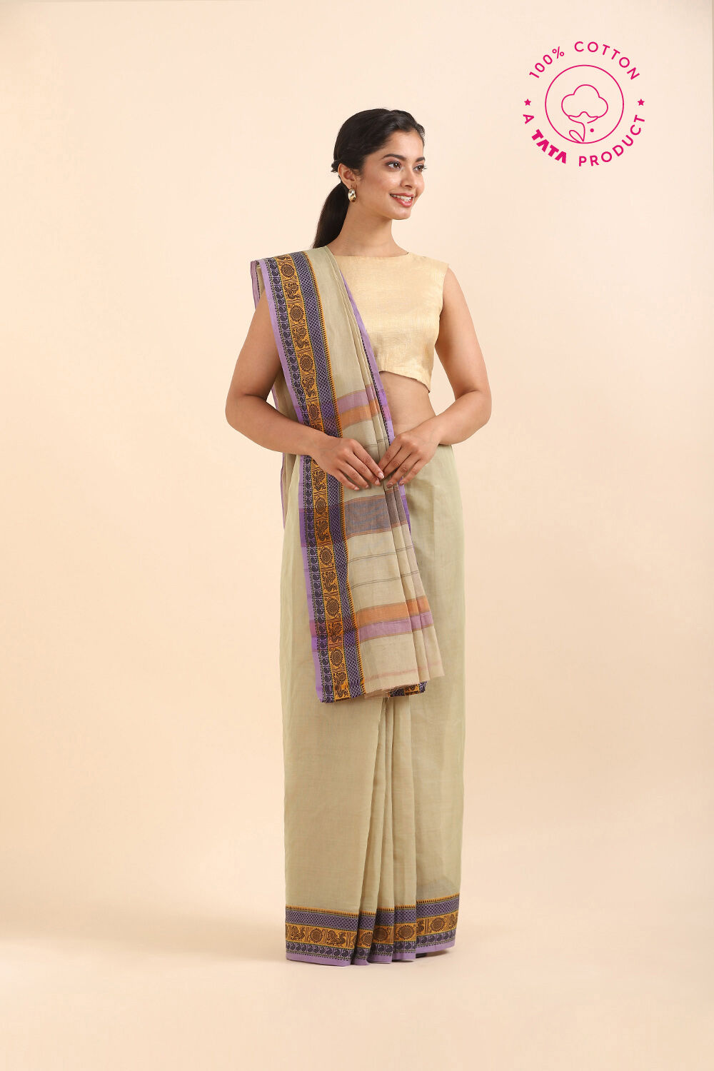 Light Green Pure Cotton South Saree image number null