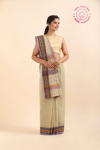 Light Green Pure Cotton South Saree image number