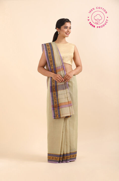 Light Green Pure Cotton South Saree