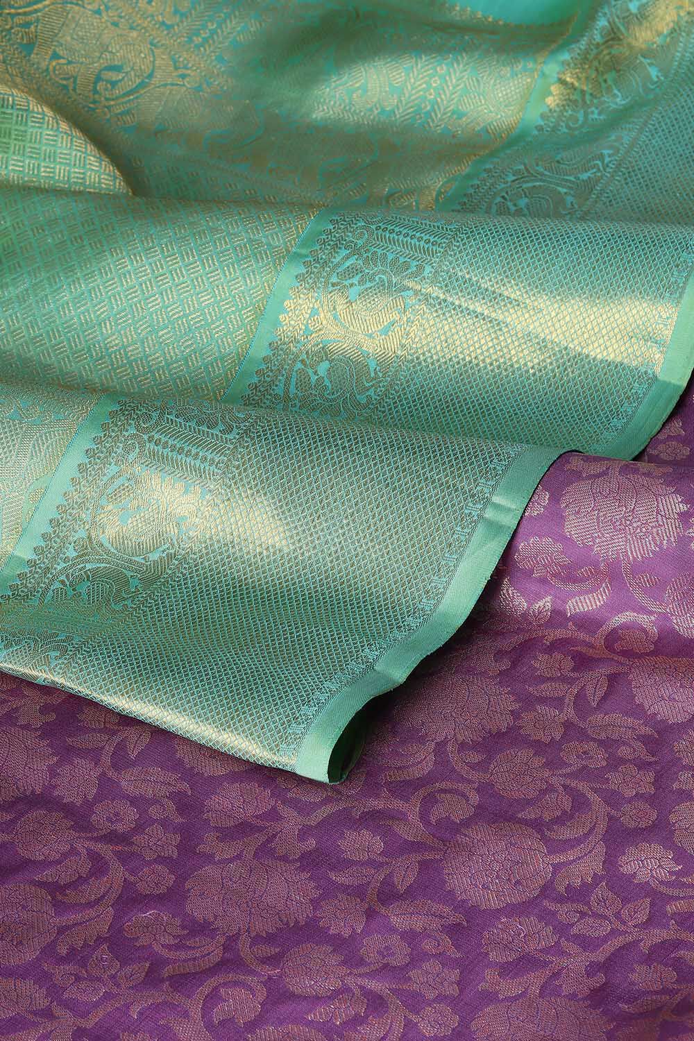 Amethyst Violet Pure Zari Silk Kanjivaram Saree image number null