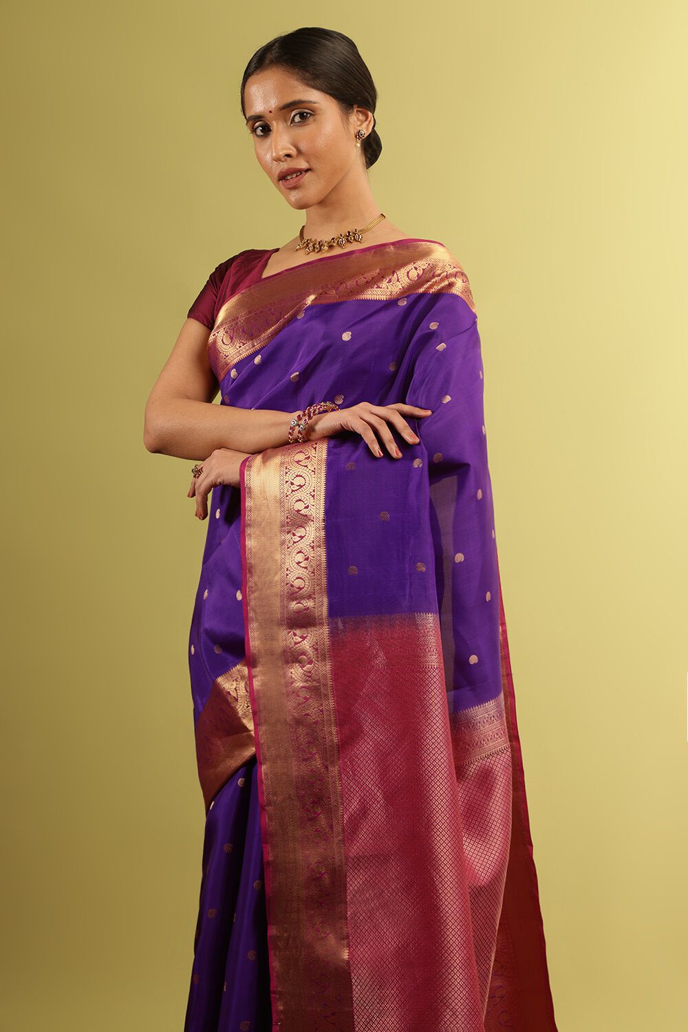 Violet Woven Silk Viscose Saree image number null