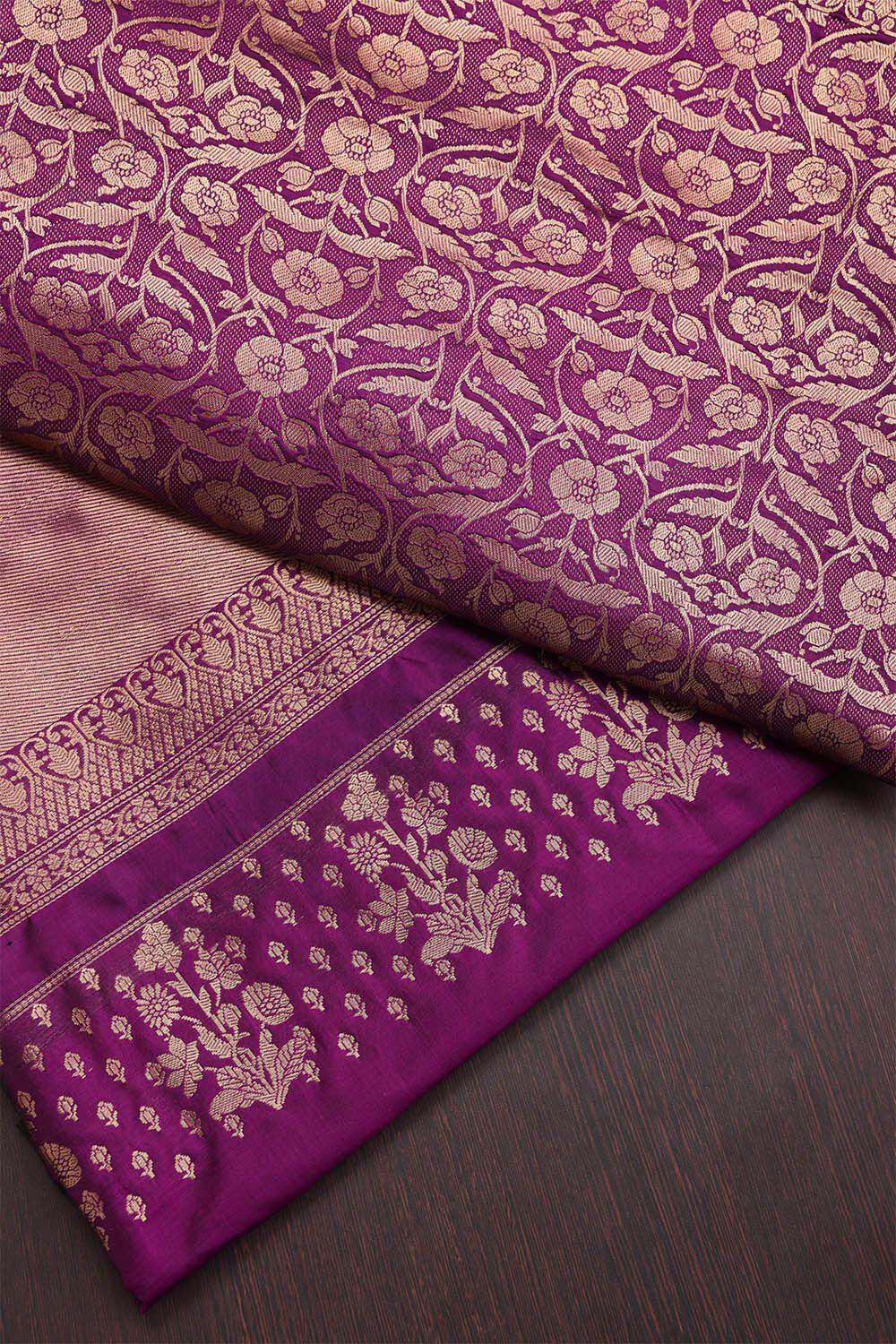 Purple Banaras Silk Saree image number null