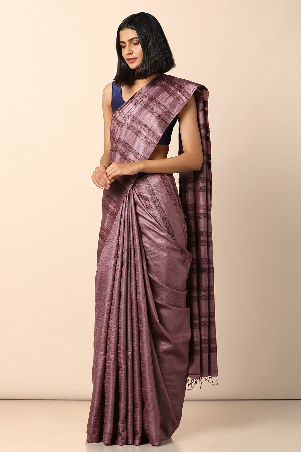 Light Pink Pure Tussar Silk Woven Saree image number null