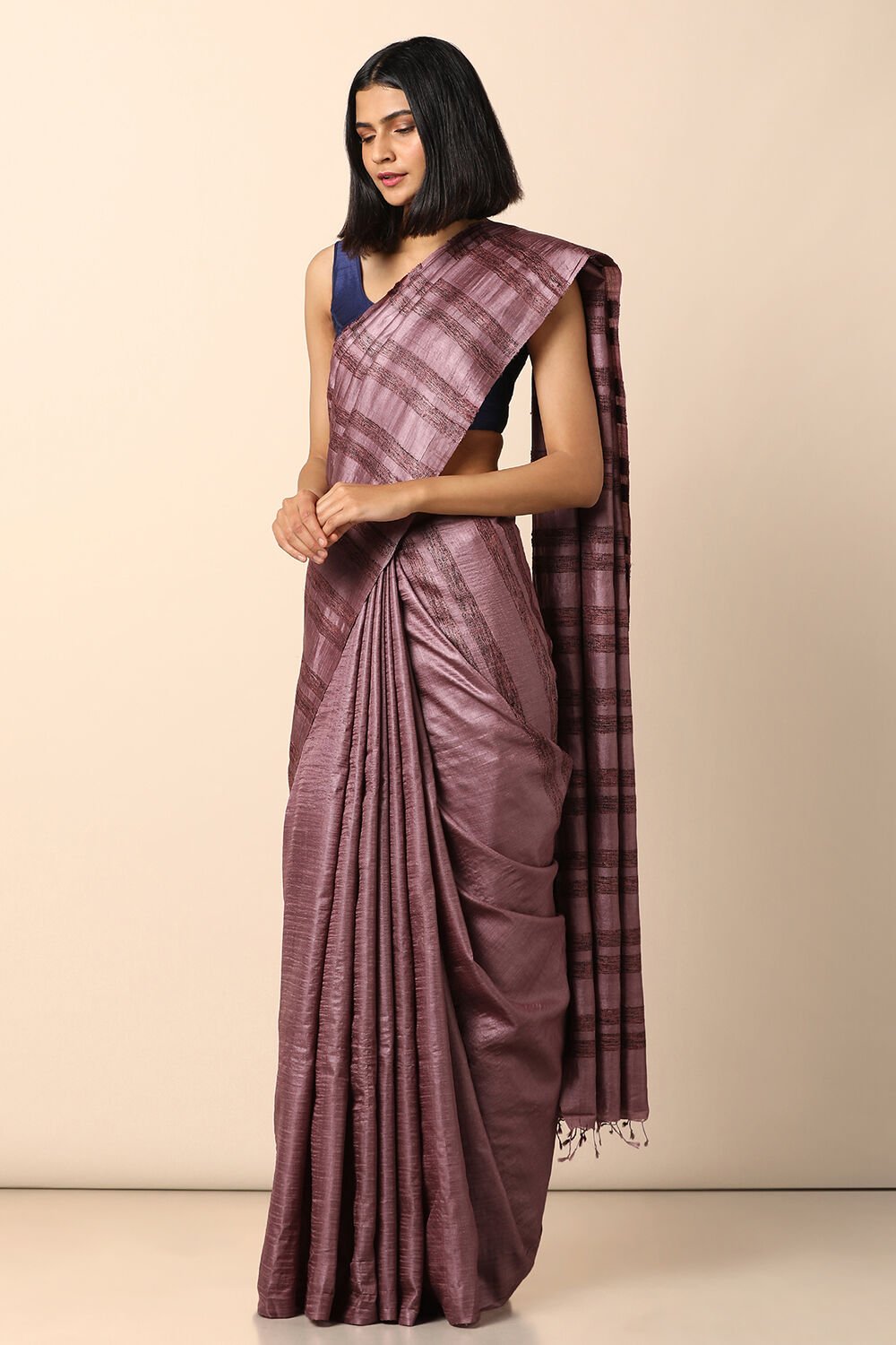 Light Pink Pure Tussar Silk Woven Saree image number null