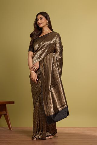 Black Pure Silk Brocade Banarasi Saree thumbnail image number null
