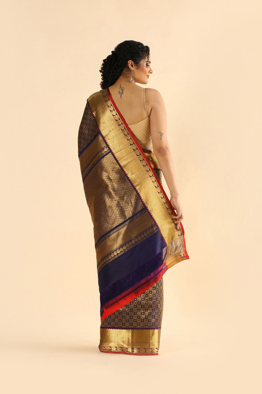 Dark Blue Pure Silk Kanjivaram Saree image number null