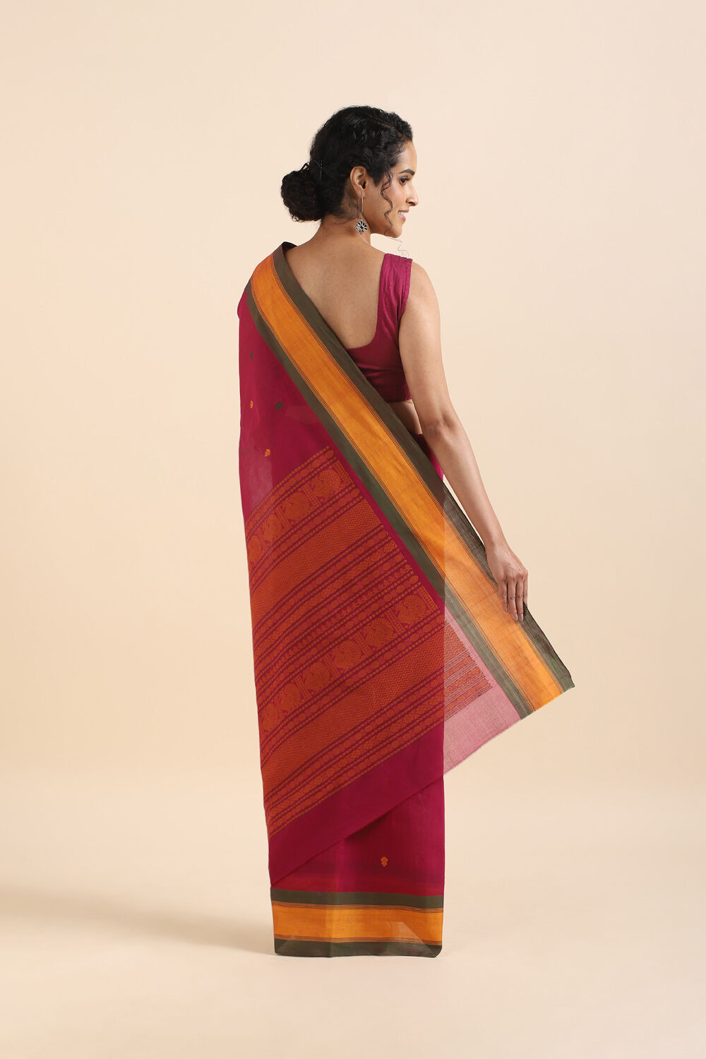 Dark Pink Pure Cotton South Saree image number null