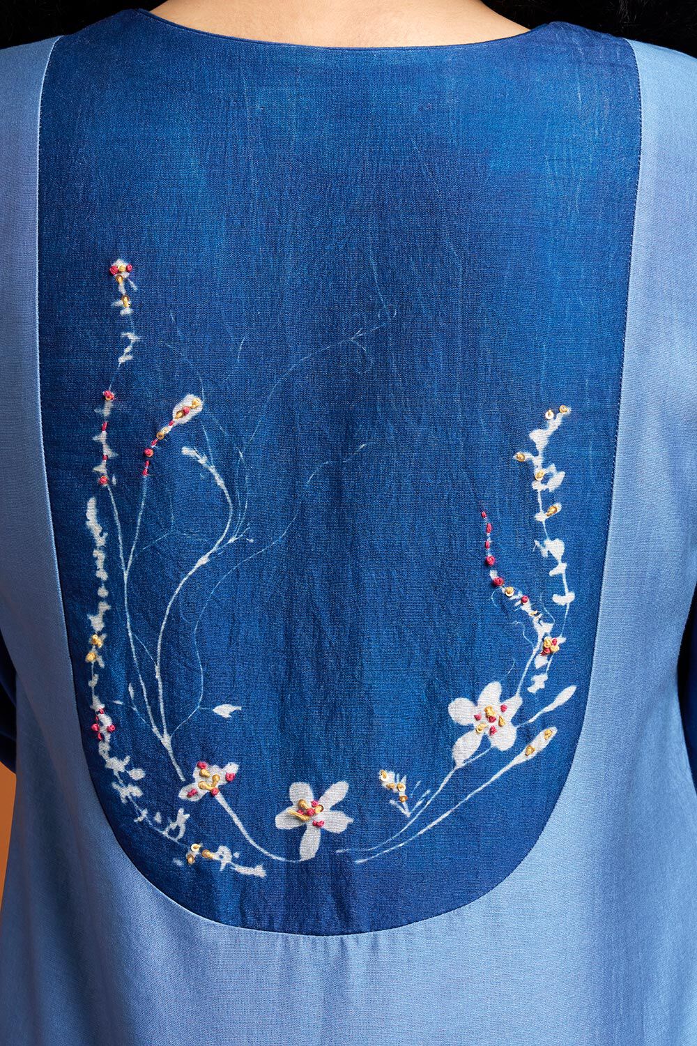 Blue Pure Silk Cotton Cyanotype Kurta image number null
