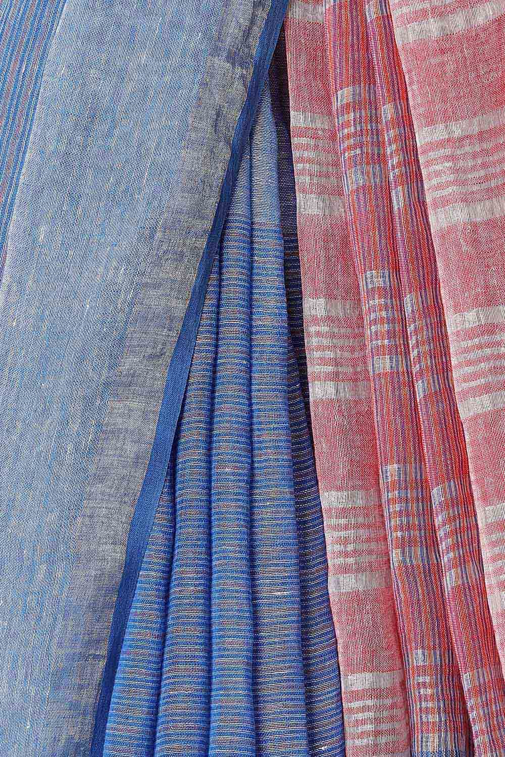 Light Blue Pure Linen Bengal Saree image number null