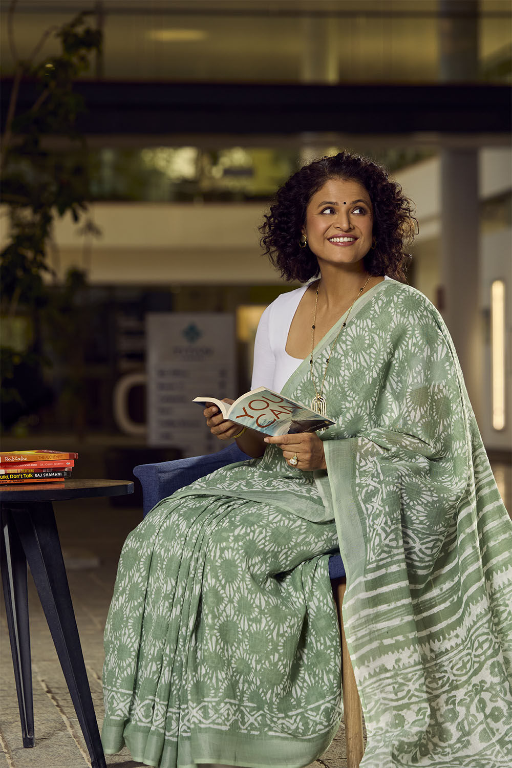 Light Green Rajasthan Cotton Viscose Dabu Block Printed Saree image number null
