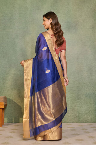 Dark Blue Eknaliya Pure Silk Chanderi Saree thumbnail image number null
