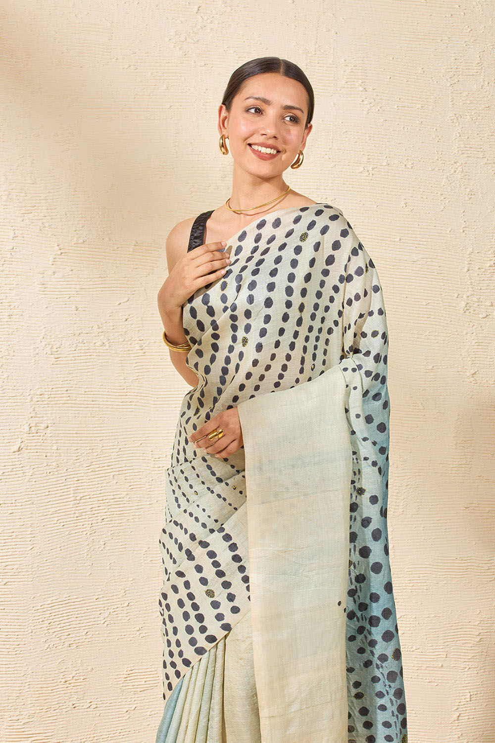 Grey Chattisgarh Pure Tussar Silk Hand Painted Saree image number null