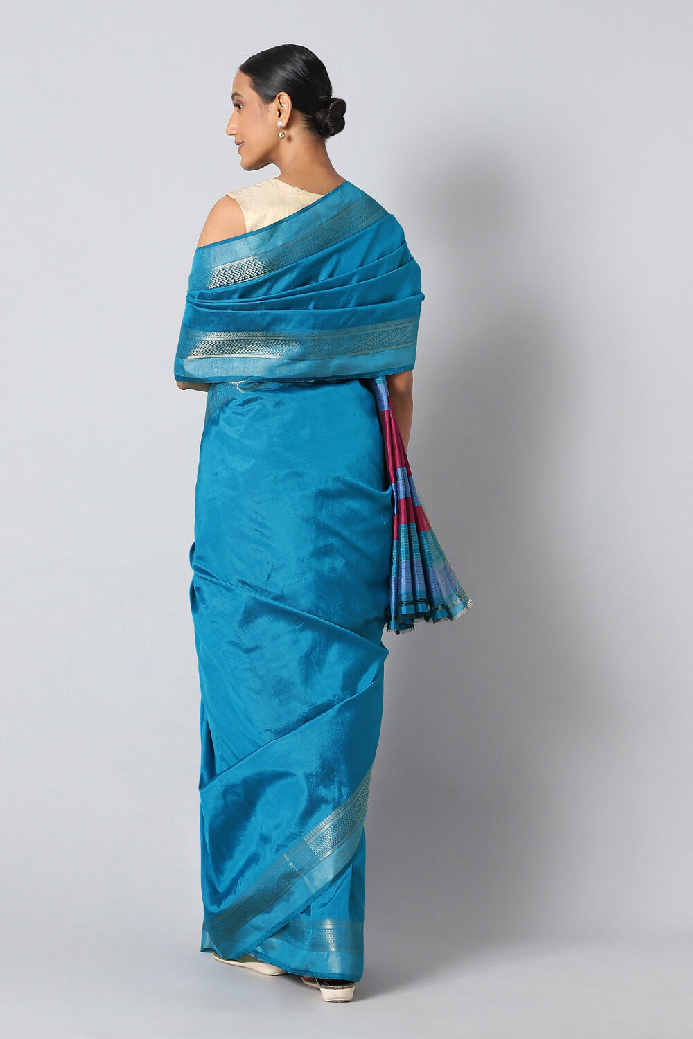Blue Pure Silk Woven Saree image number null