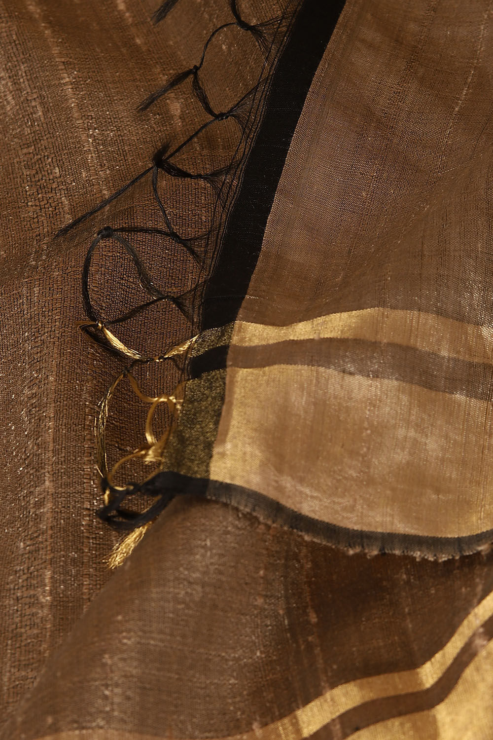 Brown Pure Tussar Silk Bhagalpuri Saree image number null