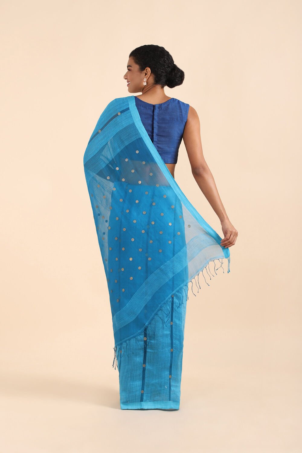Blue Pure Silk Vanya Bengal Saree image number null