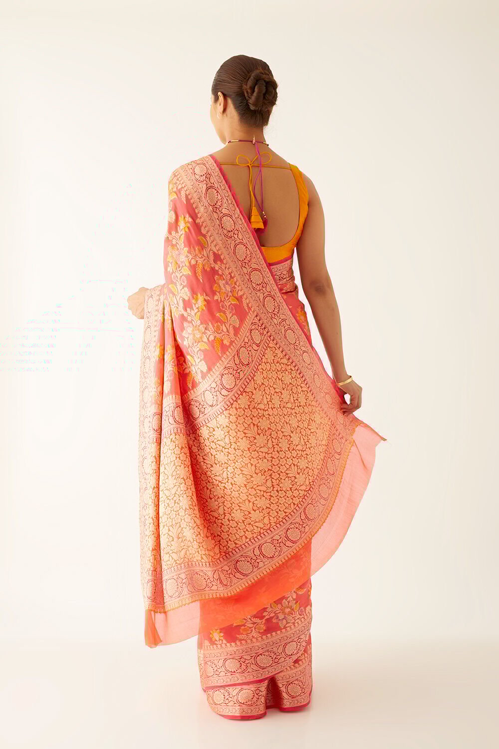 Pink Pure Georgette Banarasi Brocade Saree image number null