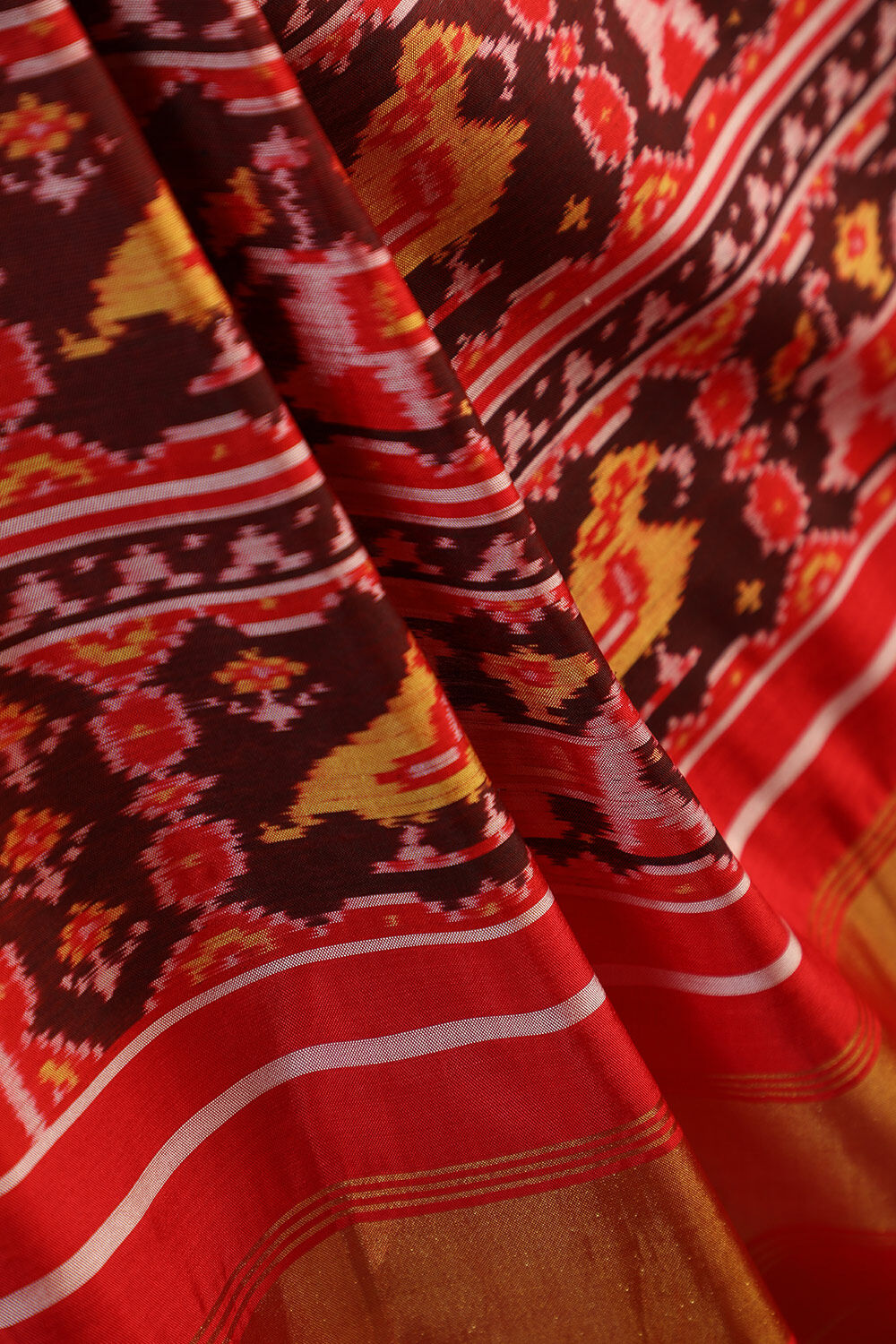 Red Rajkot Pure Silk Ikat Patola Saree image number null