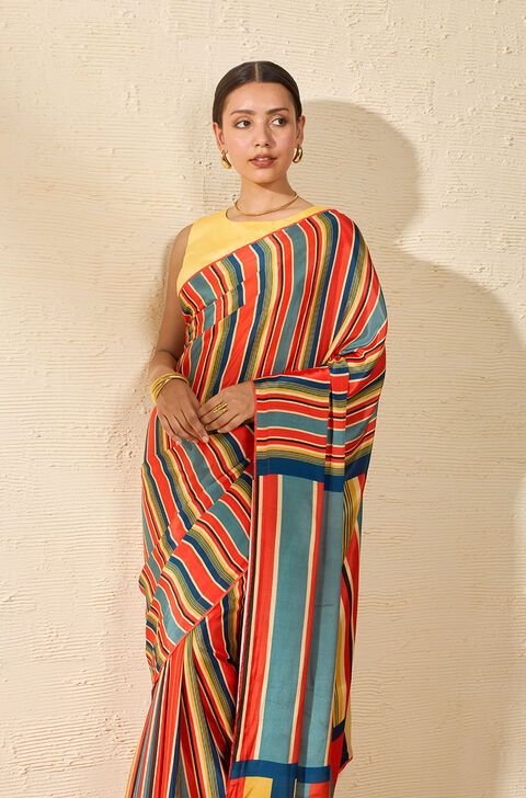 Multicoloured Printed Viscose Saree