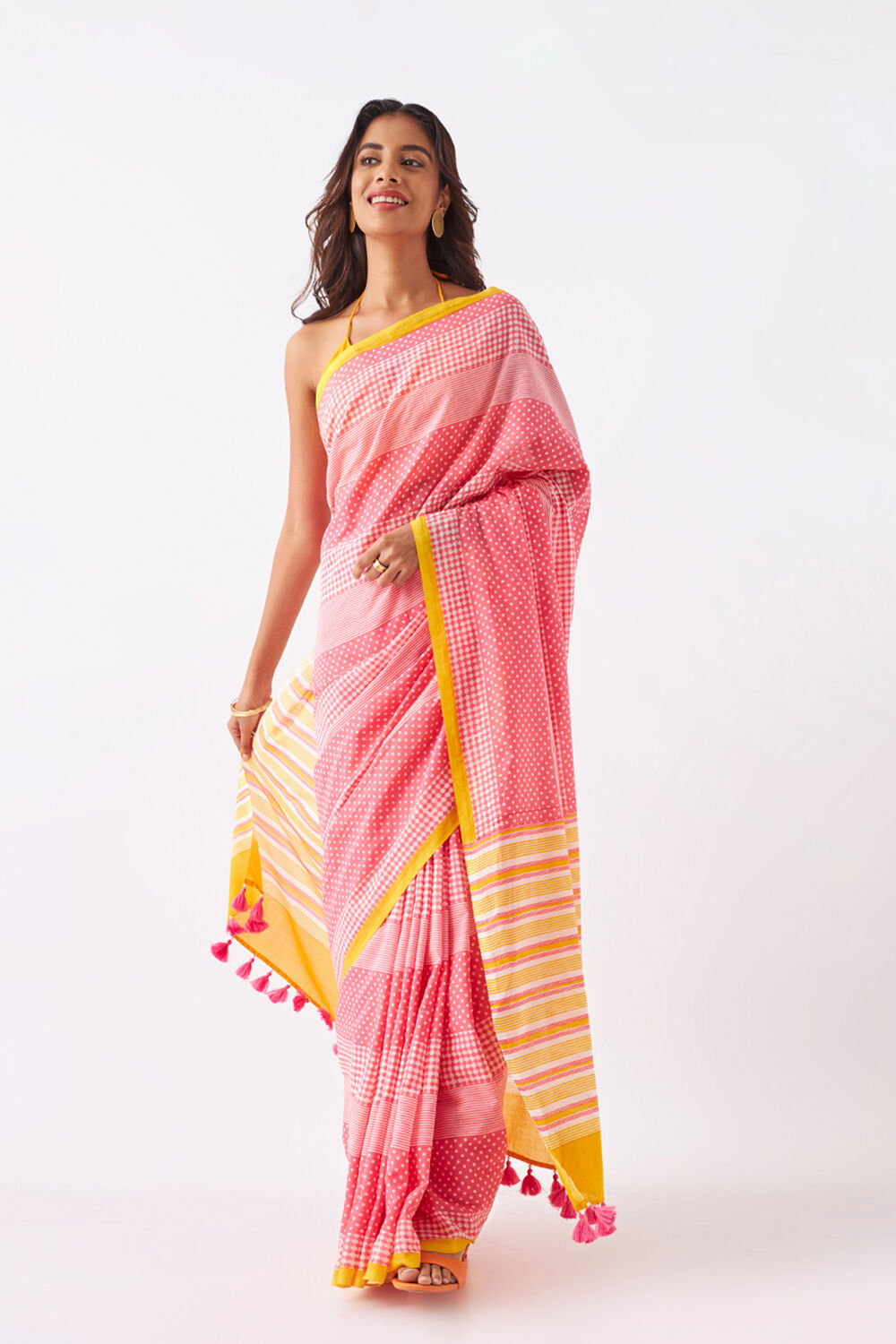 Light Pink Pure Cotton Printed Saree image number null