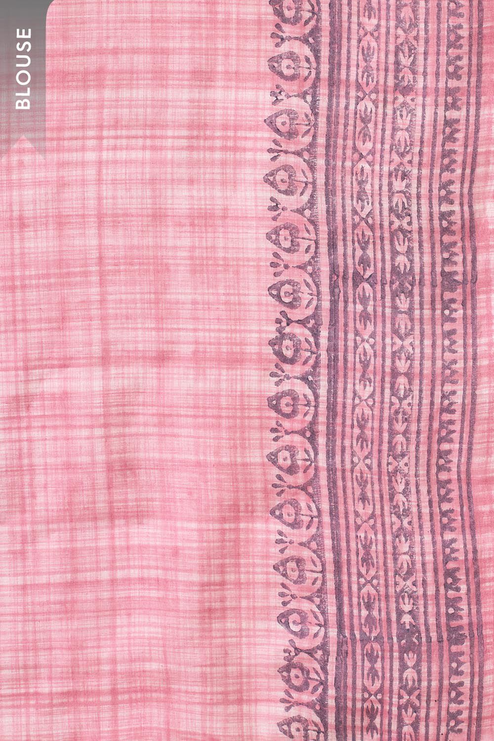Dark Pink Pure Cotton Block Printed Bengal Saree image number null