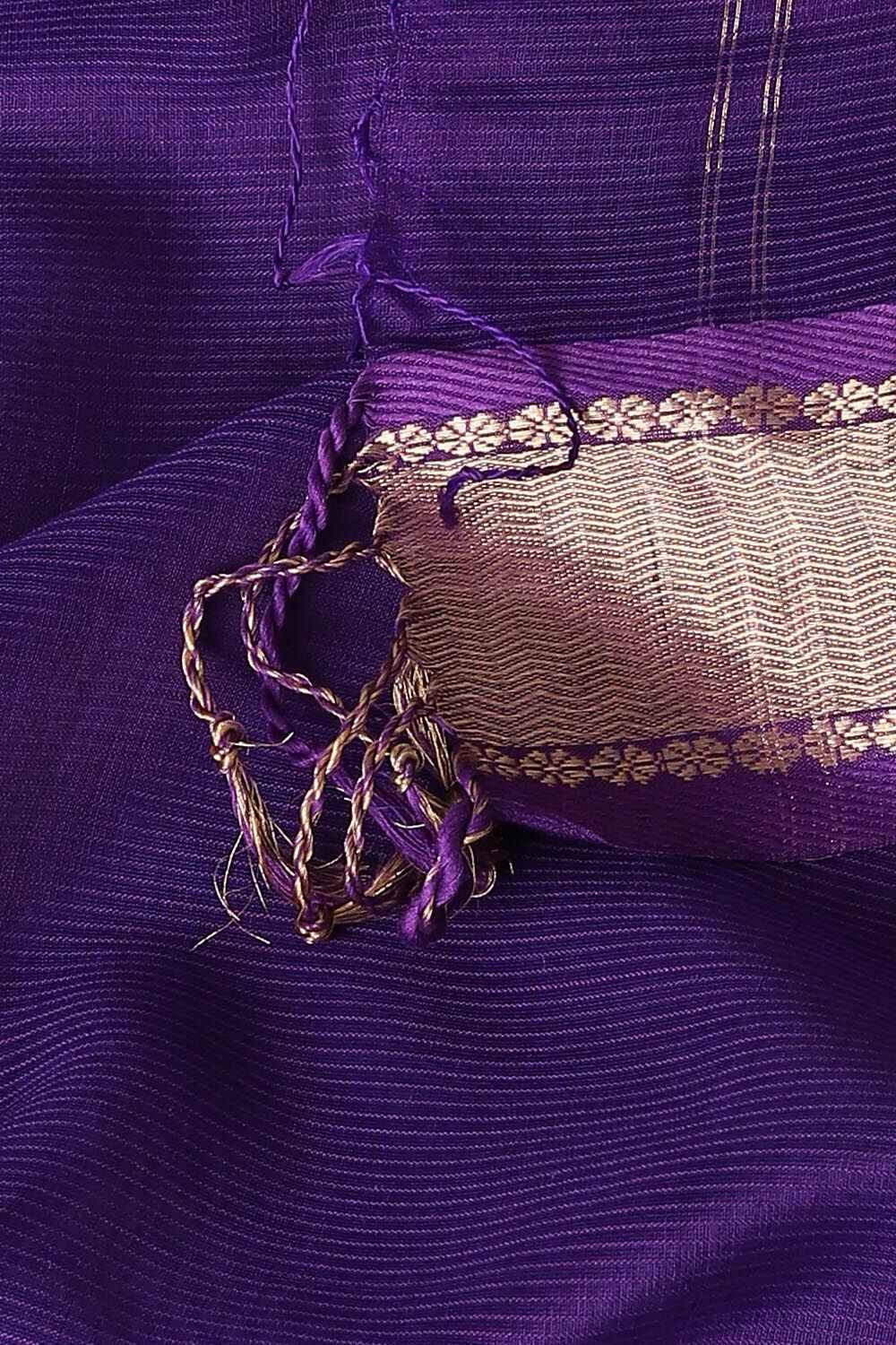 Violet Pure Silk Cotton Maheswari Saree image number null