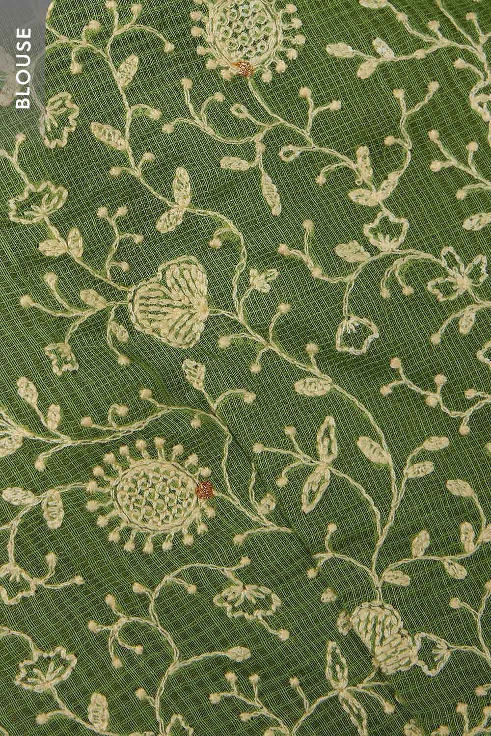 Green Pure Silk Cotton Embroidered Saree image number null
