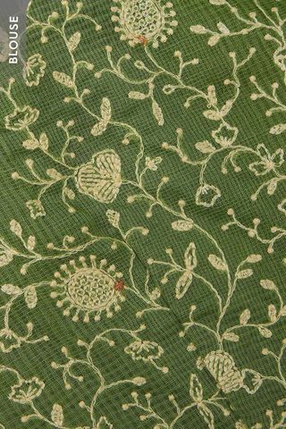 Green Pure Silk Cotton Embroidered Saree thumbnail image number null