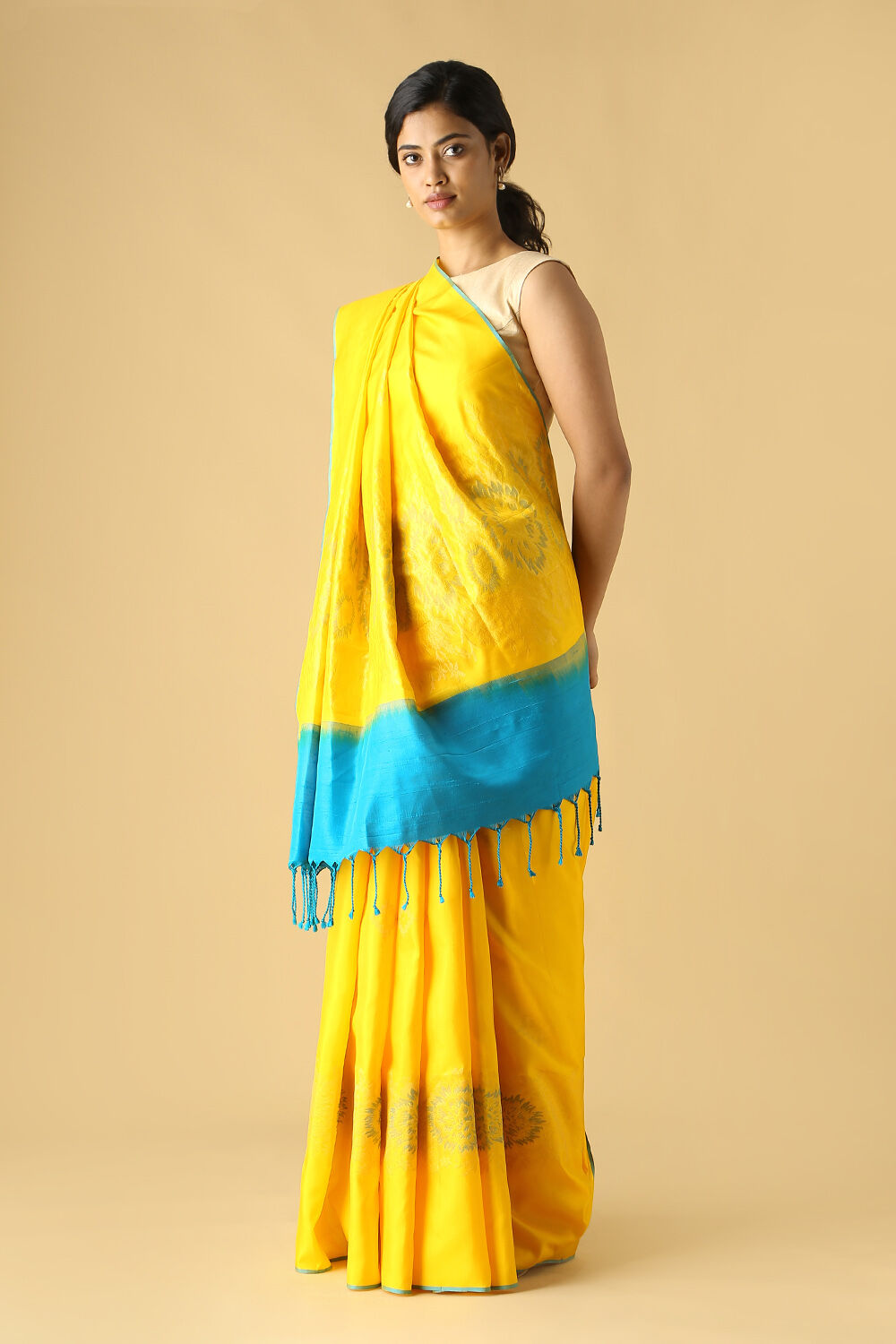 Light Yellow Pure Silk South Saree image number null
