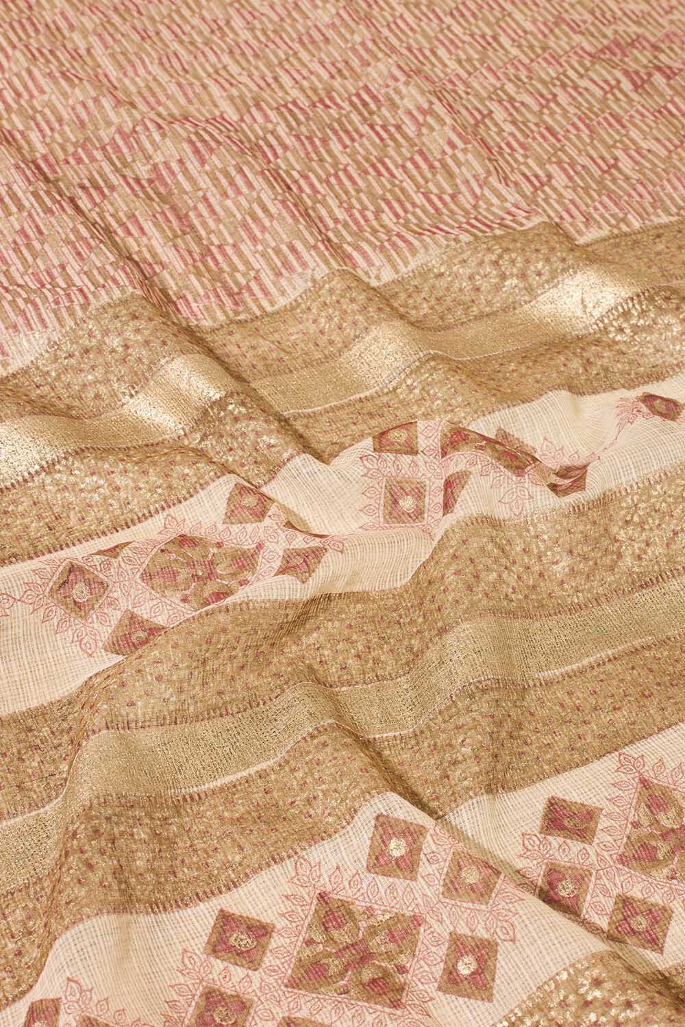 Brown Bagru Block Printed Pure Cotton Kota Saree image number null