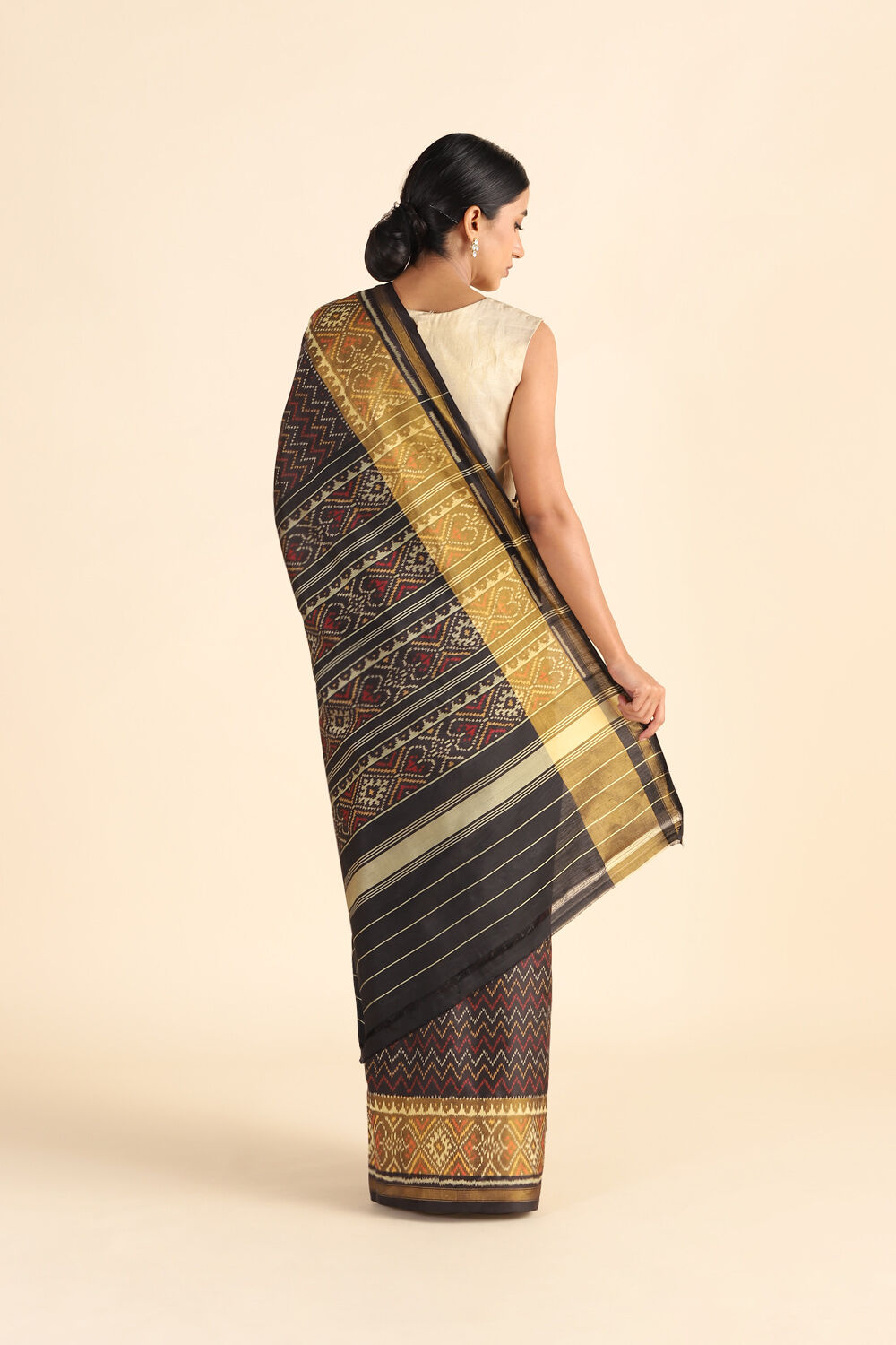Black Pure Silk Patola Ikat Saree image number null