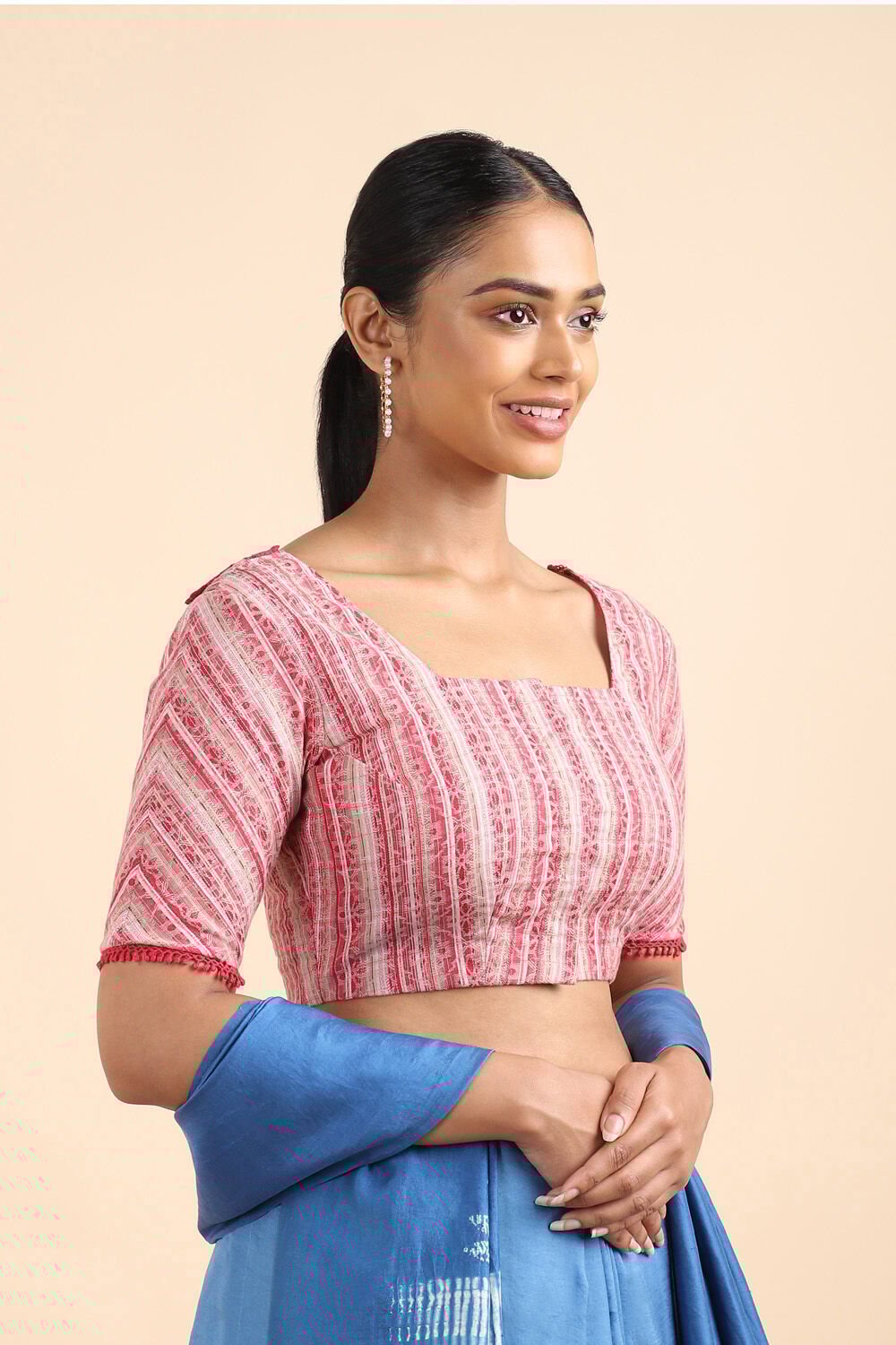 Pink Schifli Embroidered Cotton Blouse image number null