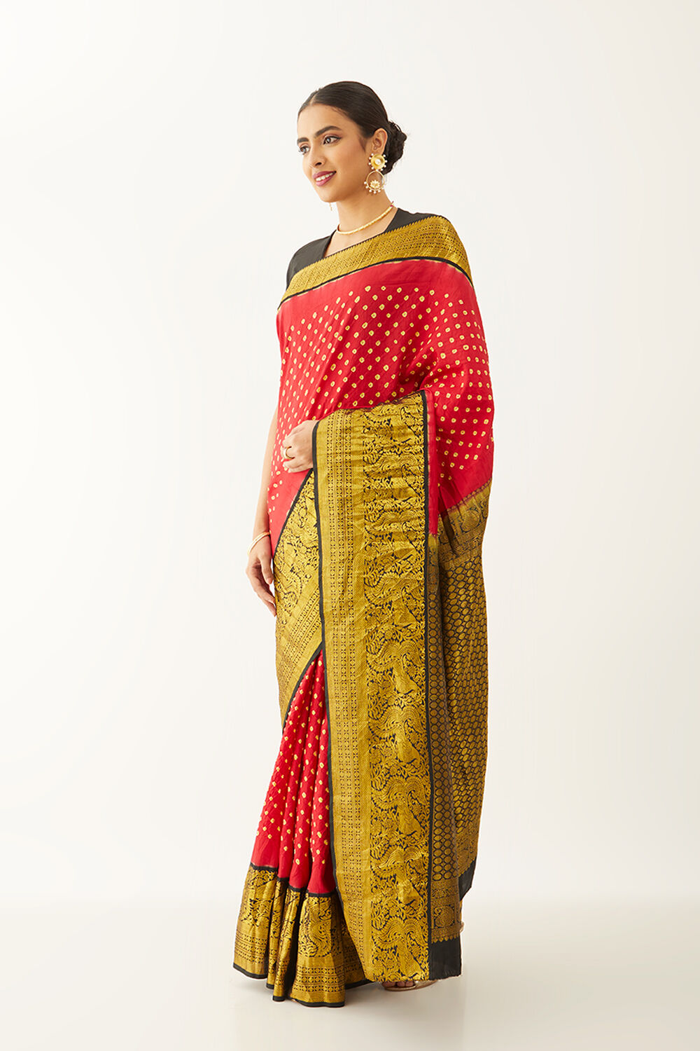 Red Pure Silk Bandhni Saree Taneira Online Store