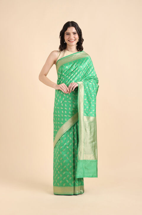 Light Green Pure Silk Banarasi Saree