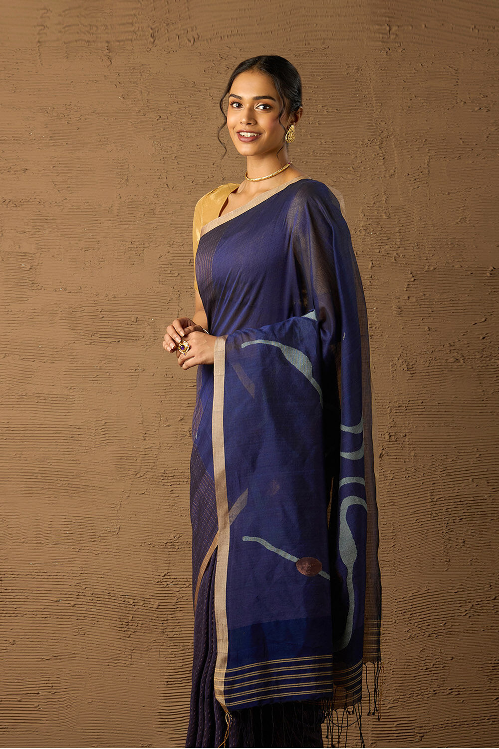 Blue Bengal Pure Cotton Jamdani Saree image number null