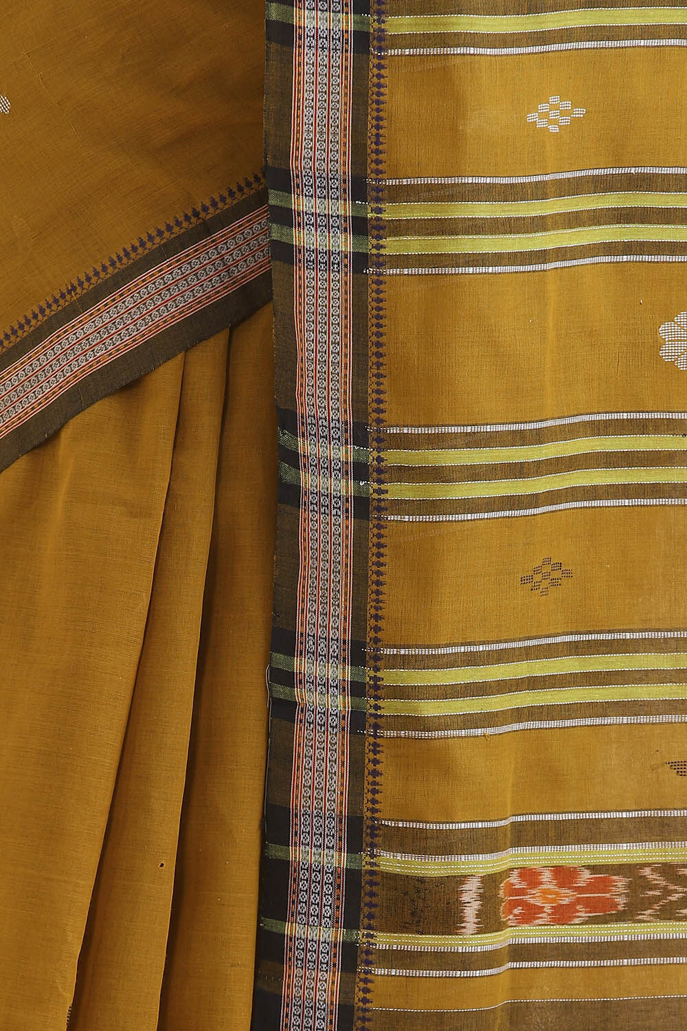 Dark Yellow Pure Cotton Odissa Ikat Saree image number null