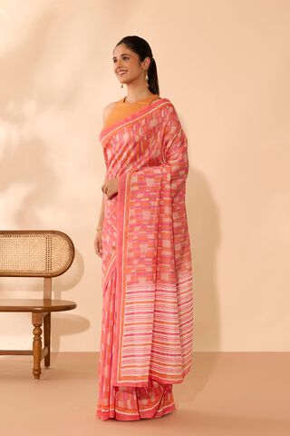 Pink Pure Silk Cotton Mukaish Saree thumbnail image number null