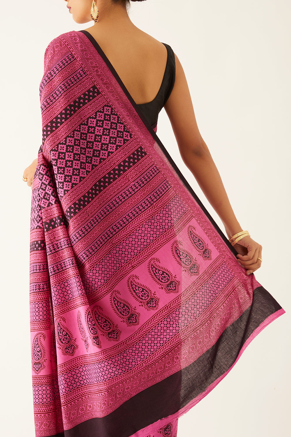 Pink Pure Cotton Bagh Printed Saree image number null