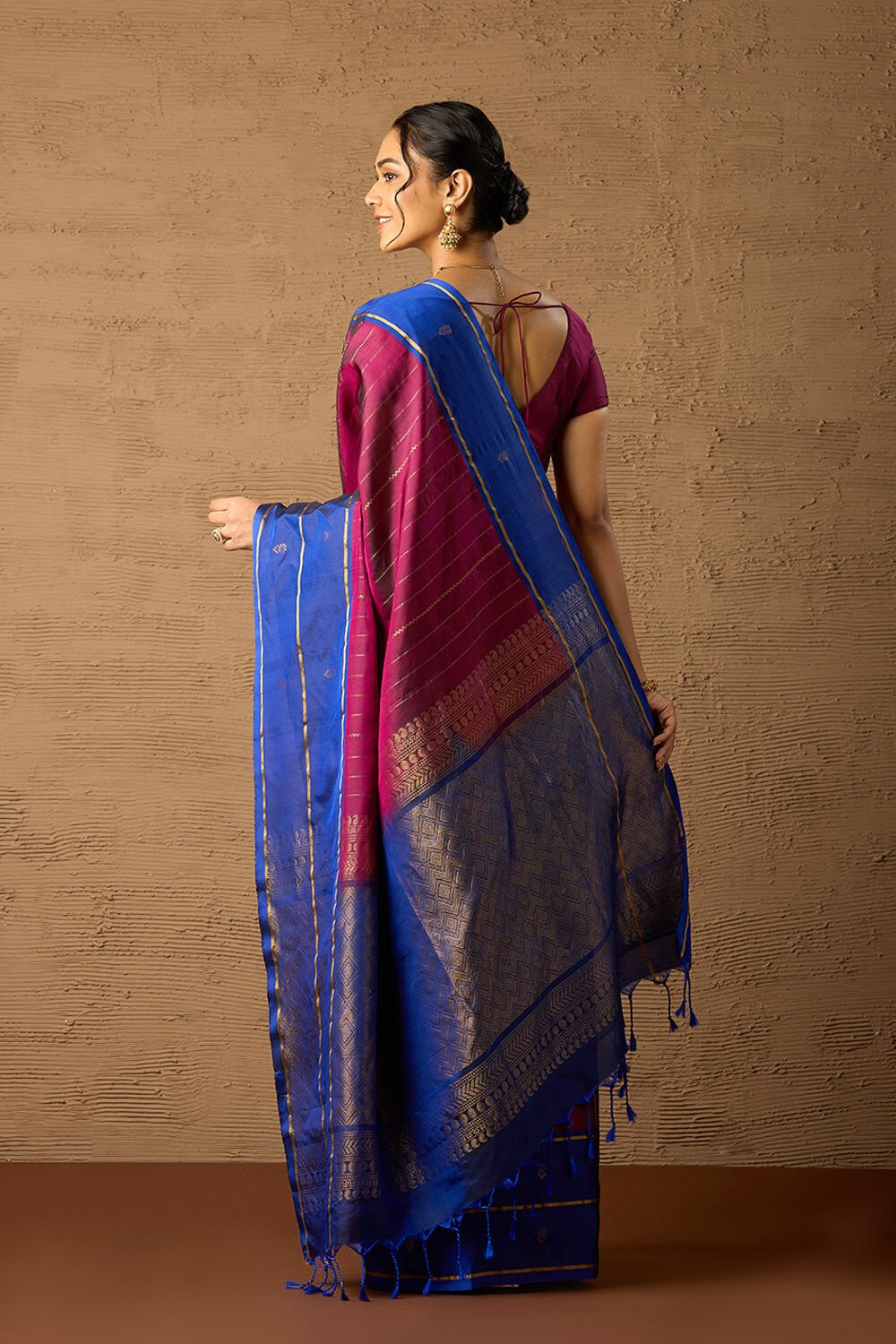 Violet Woven Pure Soft Silk Saree image number null