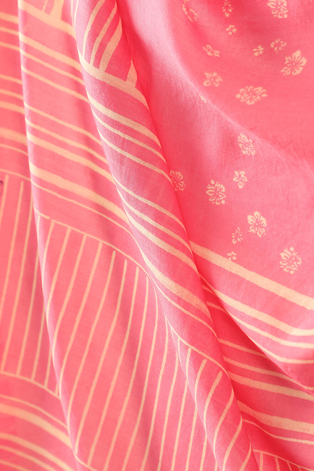 Pink Block Printed Pure Silk Cotton Chanderi Saree image number null