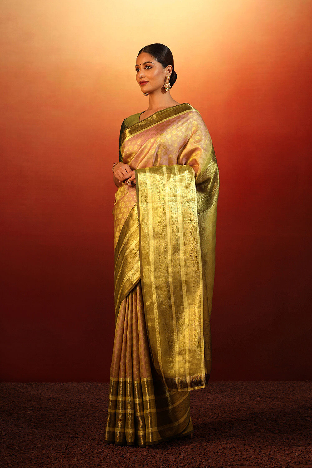 Pink Kanjivaram Inspired Design Pure Silk Woven Saree image number null